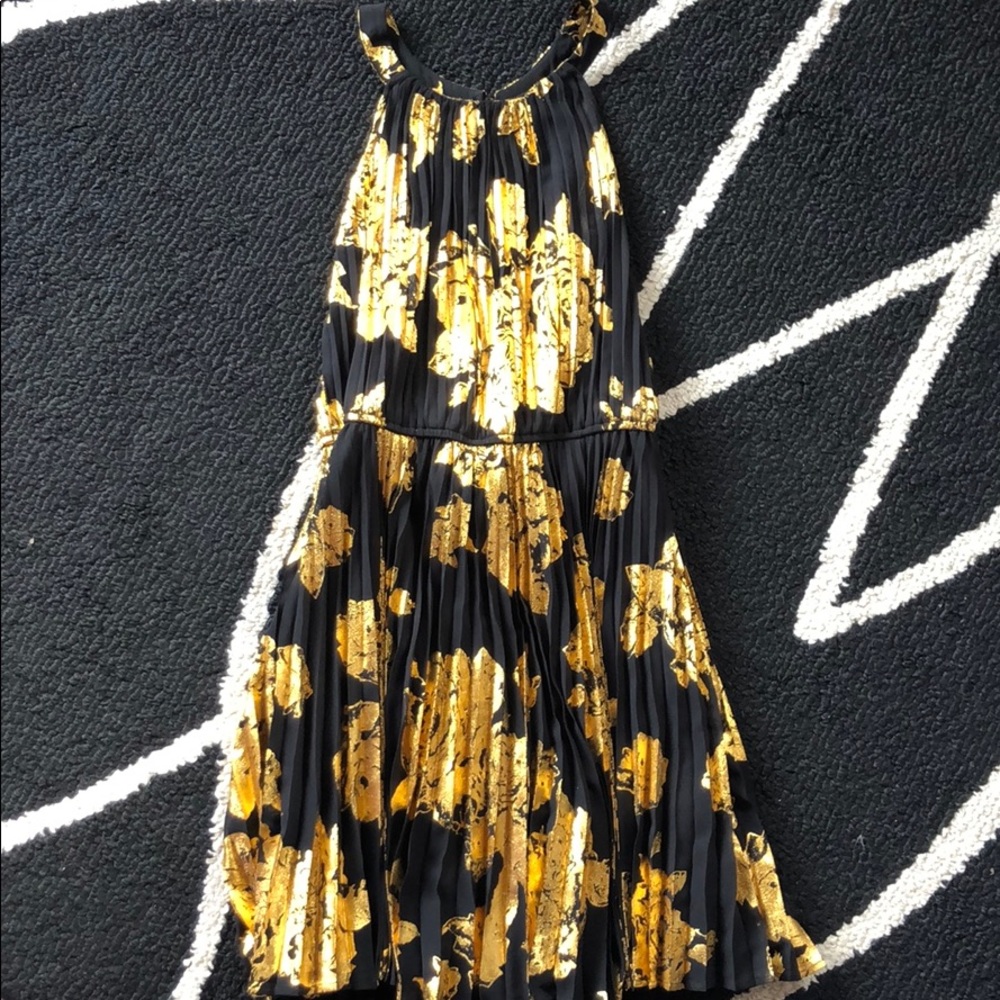 Pleated Gold Flake Dress